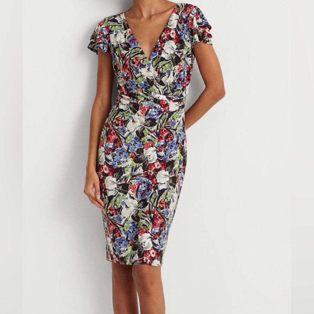Ralph Lauren Floral Surplice Dress, Size 8P